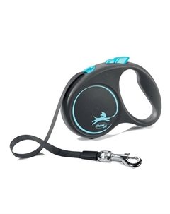 Рулетка Black Design S (до 15 кг) 5 м лента, черный/синий Flexi