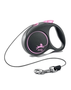 Рулетка Black Design XS (до 8 кг) 3 м трос, черный/розовый Flexi