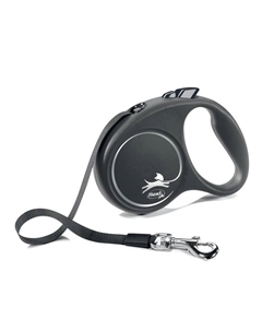 Рулетка Black Design S (до 15 кг) 5 м лента, черный/серебро Flexi