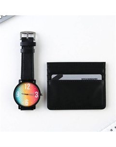 Подарочный набор «Сейчас», часы наручные и картхолдер Сима-ленд