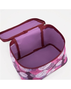 Косметичка-сундучок на молнии, с ручкой, с рисунком, сиреневая Бако текстиль