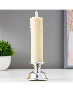 Светодиодная свеча в подсвечнике «С эффектом живого пламени», LED-ночник, от батареек 2×ААА, серебро, 7×7×21 см Risalux