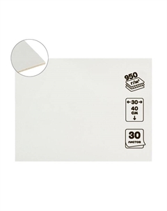 Картон переплётный 1.5 мм, 30 х 40 см, 30 листов, 950 г/м², белый Calligrata