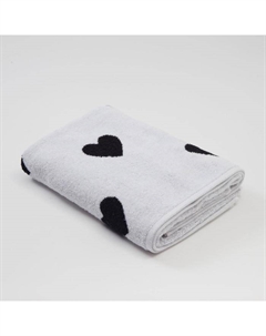 Полотенце махровое ЧБ «Сердечки черные», пестроткань, 70х130 см Этель