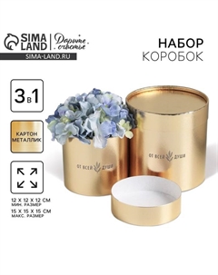 Набор коробок золотых 2 в 1, упаковка подарочная, «От всей души», 12 х 12, 15 х 15 см Дарите счастье