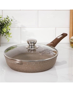 Сковорода «Гранит Brown», d=26 см, съёмная ручка, стеклянная крышка, антипригарное покрытие, цвет коричневый Мечта