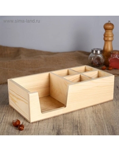 Салфетница деревянная «Прямоугольник», 5 отделений, 15×30×8.5 см, сосна Дарим красиво