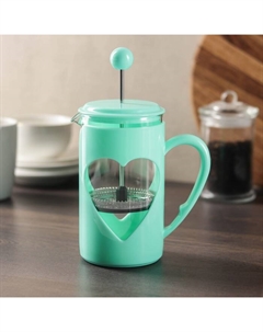 Чайник заварочный френч - пресс «Комплимент», 600 мл, стекло, цвет бирюзовый Доляна