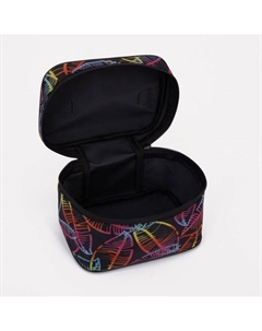 Косметичка-сундучок «» на молнии, с ручкой, с рисунком, чёрная Бако текстиль
