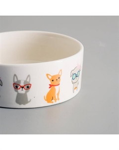 Миска керамическая «Важный пес» 250 мл - 11.5×11.5×5 см, белая Пижон