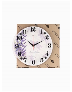 Часы настенные, интерьерные: Цветы, «Стрекозы», бесшумные, d=30 см Рубин