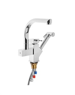 Смеситель для кухни Accoona A4491, с гигиеническим душем, латунь, хром