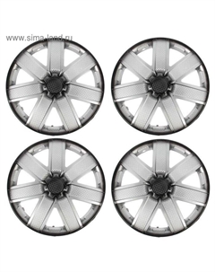 Колпаки колесные R=15 «ГАЛАКСИ», серебристо-черный карбон, набор 4 шт. Torso