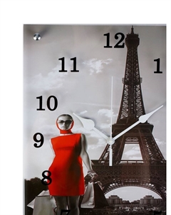 Часы-картина настенные, интерьерные «Девушка в Париже», бесшумные, 30×40 см Сюжет