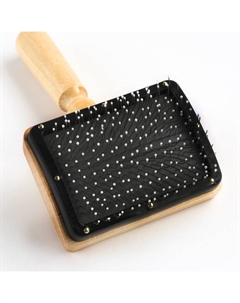 Щётка - пуходёрка деревянная "Премиум" с каплями, для длинношерстных животных, основание 80 х 60 мм Пижон