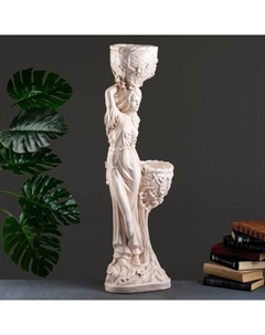 Фигура с кашпо «Девушка», 1.2 л, 900 мл, 20×29×96 см, гипс, бежевая Хорошие сувениры