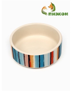 Миска керамическая «Масляные полоски» 180 мл - 10.5×10.5×4 см, бежевая Пижон