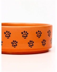 Миска керамическая «Лапка с сердечком» 200 мл - 10.5×10.5×4 см, оранжевая Пижон