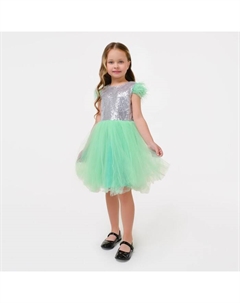 Платье детское с пайетками, размер 30 (98-104 см), зелёный Kaftan