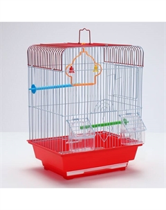 Клетка для птиц укомплектованная Bd-1/2q, 30 х 23 х 39 см, красная Пижон