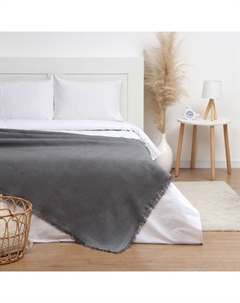 Плед с бахромой «» Waffle, 130×180 см, тёмно-серый Этель