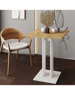 Стол обеденный «. Сандро», на одной ножке, 650×650×780 мм, цвет белый/дуб крафт золотой Клик мебель