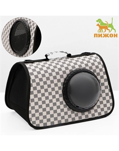 Сумка-переноска для животных с окном "Клетка", бежевая, 40 х 26 х 26 см Пижон