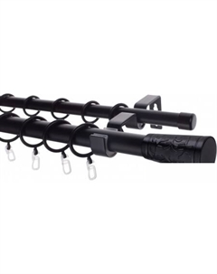 Карниз для штор Лайт Византия 25мм+19мм двухрядный (черный матовый, 2.4 м) Sundays home