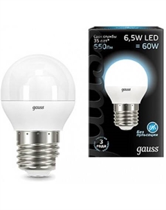 Светодиодная лампа E27 6.5 Вт 4100 К [105102207] Gauss