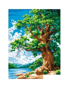 Картина по номерам Дуб у озера КК3040_57397 Три совы