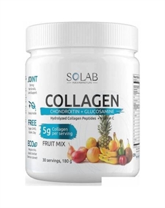 Комплекс Коллаген + Витамин С + Хондроитин + Глюкозамин (180 г - 30 порций, фруктовый микс) Solab