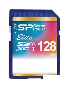 Карта памяти SDXC Elite UHS-1 (Class 10) 128 GB (SP128GBSDXAU1V10) Silicon power