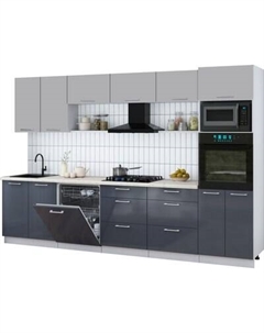 Кухонный гарнитур Интерлиния Мила Gloss 3.2-ПМ1