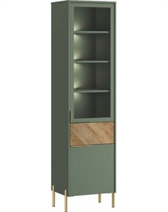 Шкаф-пенал с витриной Black Red White Siena с подсветкой REG1W1D1S Black red white