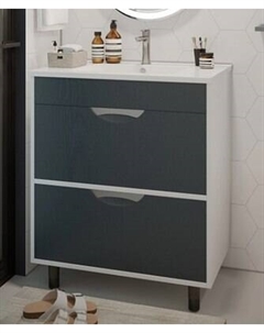 Тумба с умывальником Mixline Байкал 75 550385 + Luxe Quadro 75 / QDR75SLWB01