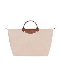 Сумка Le Pliage Canvas With Leather Trim Canvas Bag Large Size Women's Beige Longchamp