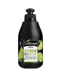 Мужской Шампунь для волос и гель для душа "Пряный лайм" Shampoo-Shower Gel Spicy Lemon 250 Cottage