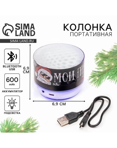 Колонка портативная новогодняя «Моя музыка - мои правила», Bluetooth, USB, 6,9 х 6,9 х 5,2 см Сима-ленд