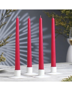 Набор свечей античных, 2,3х 24,5 см, 5 ч, 55 г, 4 штуки, малиновая Омский свечной завод