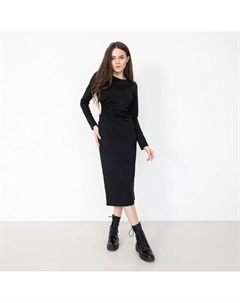 Платье с разрезом миди женское, размер 46, чёрное Mist