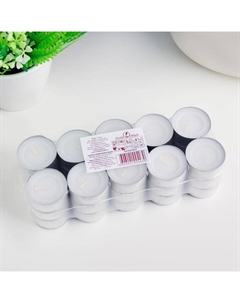 Набор свечей чайных, 3.8×1.6 см, 4 ч, 14 г, 30 шт., белый Омский свечной завод