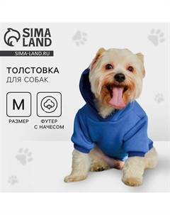 Толстовка однотонная для собак (футер с начесом), размер M (ДС 29, ОШ 38-42, ОГ 50-54), синяя Пушистое счастье