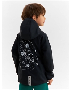 Ветровка с капюшоном детская : SPACE, чёрная, рост 146 см Minaku