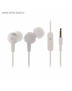 Наушники JBL C100SI, вакуумные, микрофон, 100 дБ, 16 Ом, 3.5 мм, 1.2 м, белые Jbl