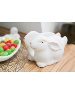 Салфетница «Зайка в золотом», 12×7×8.5 см, белая Доляна