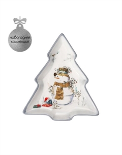 Блюдо сервировочное «Рождественский снеговик», 23×20×2,2 см, цвет белый Доляна