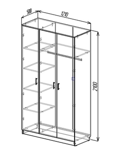 Шкаф трёхстворчатый распашной «», 1210×500×2100 мм, цвет дуб вотан/тёмно - серый Клик мебель