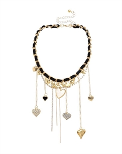 Колье «Акцент» с сердечками, многослойное, цветной в золоте Qf