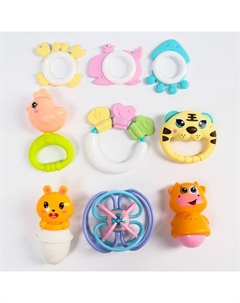 Набор погремушек «Беби», с эластичными элементами, 9 шт, цвет МИКС Крошка я