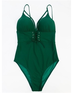 Купальник женский слитный на шнуровке, размер 48, зелёный Minaku